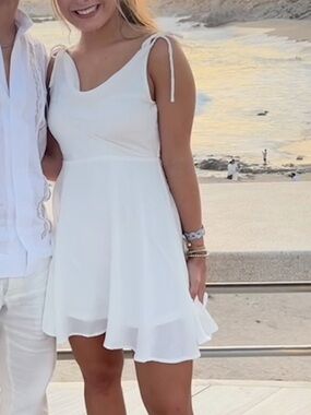 White Tie-Shoulder Mini Dress
